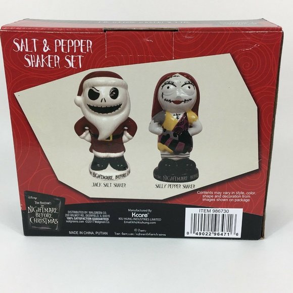 Disney The Nightmare Before Christmas Santa Jack Sally Salt Pepper Shakers New - Picture 2 of 12